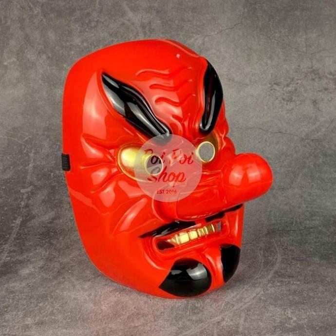 ;&;&;&;&] Topeng Tengu Oni Iblis Jepang Merah Kostum Halloween Cosplay Mask Costume Unik Termurah Ba
