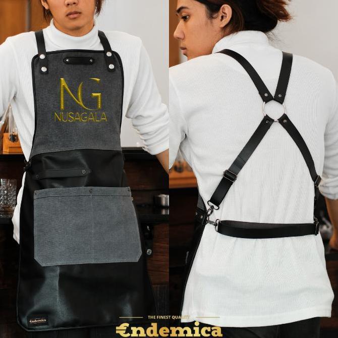 Full apron barista celemek barbershop apron cafe celemek cukur rambut kanvas & high quality syntetic