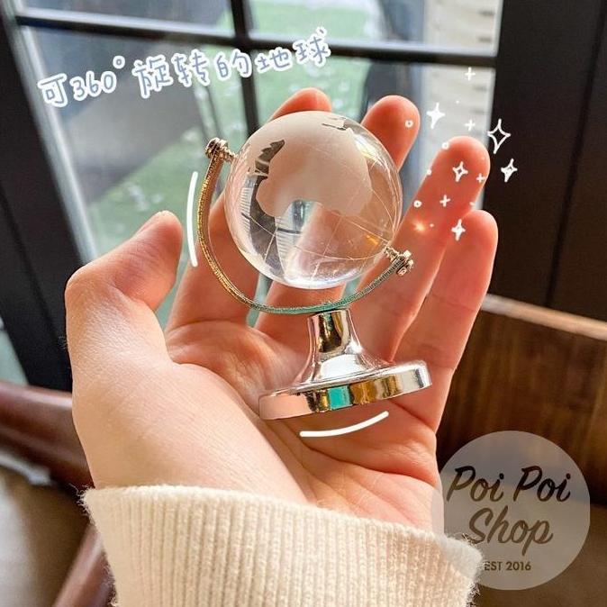 langsung order saja] Hiasan Pajangan Rumah Mini Globe Bola Dunia Kaca Kristal Dekorasi Ornamen Rumah