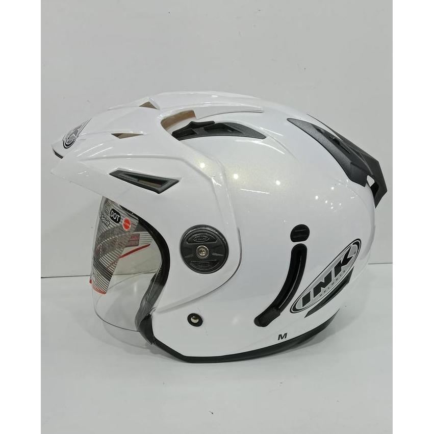 HELM INK T1 SOLID WHITE DOUBLE VISOR ORIGINAL
