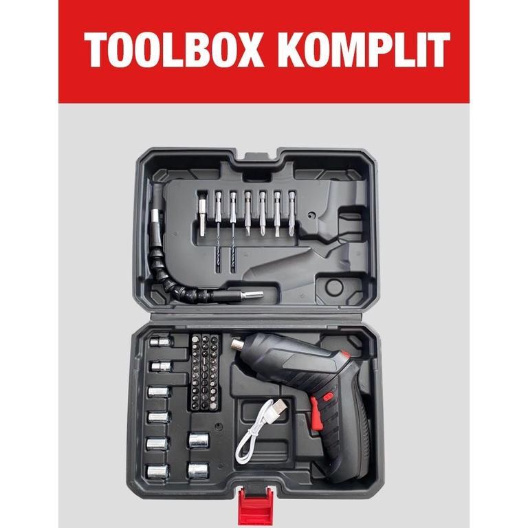 alat Mesin Obeng Bor Portable Tool Box 25in1 Cordless Impact Drill Mini kecil 3.6v 1800mah