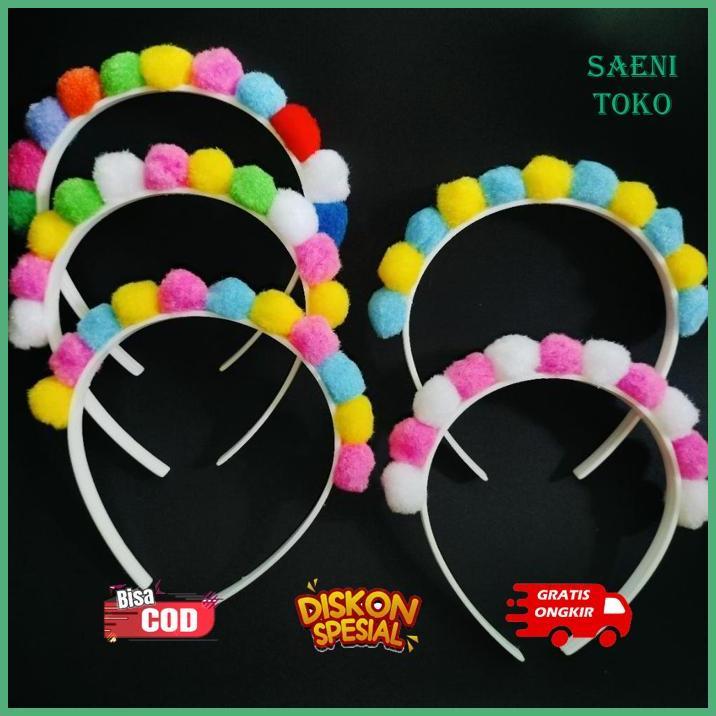 et-98 hj-43 Big Sale BANDO POMPOM BANDO ANAK BANDO DEWASA BANDO LUCU UNIK BANDANA POMPOM IKAT KEPALA