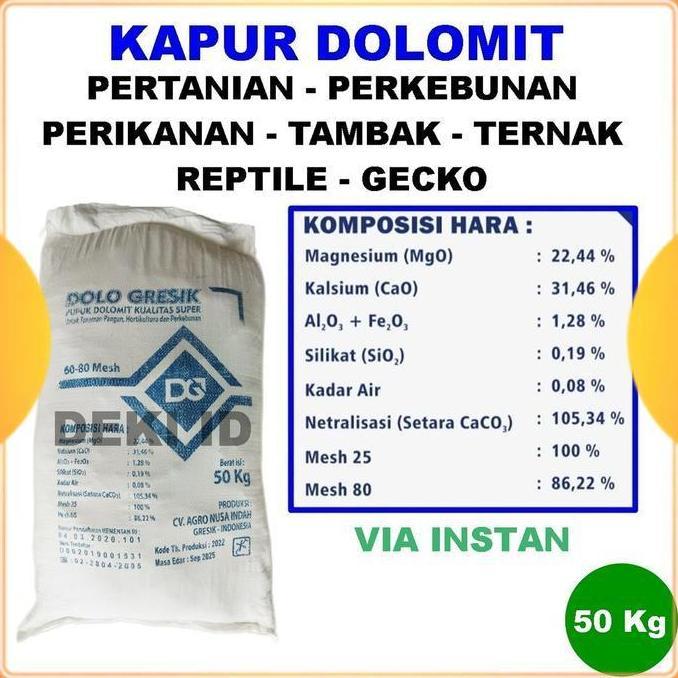 Promo Kapur Dolomit 50 Kg Via Instant Kaptan Dolomite Kemasan Karung Karungan COD