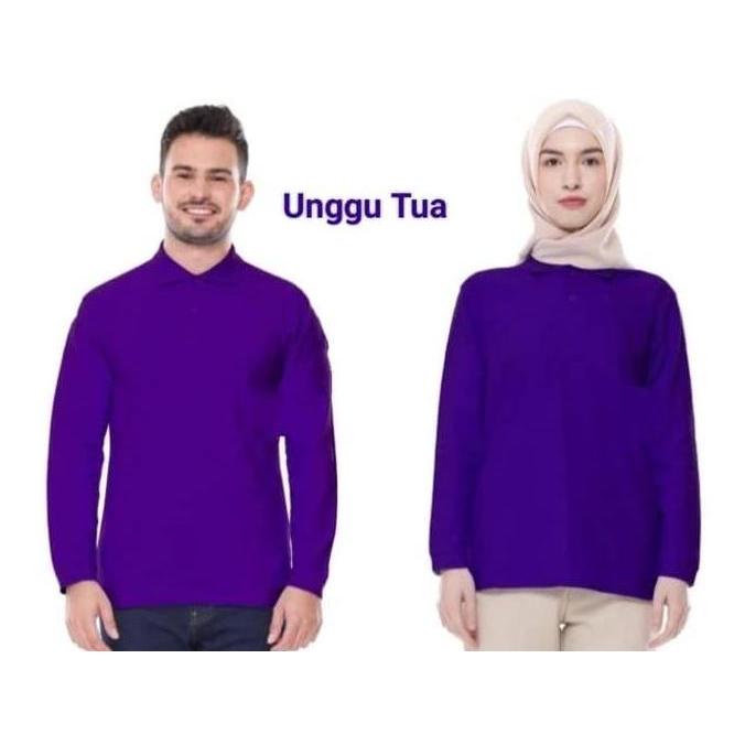 DT47 >> Kaos kerah FO POLOS lengan panjang Ungu Tua / kaos kerah lengan panjang polos FO Ungu Tua Po