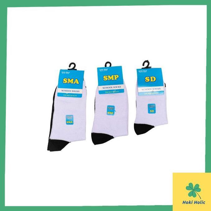 Kaos Kaki Sekolah TK SD SMP SMA Hitam Putih - Kaos Kaki Putih Telapak Hitam Anak Remaja