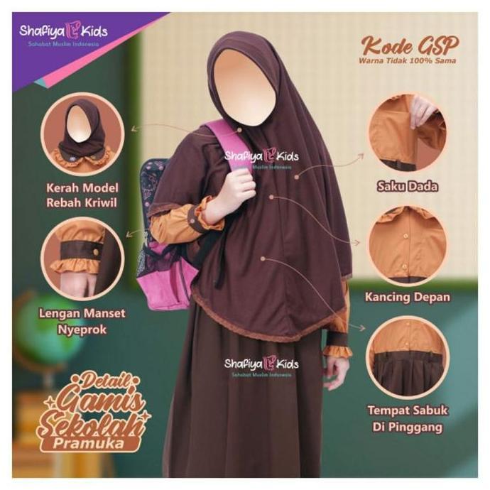 Seragam Sekolah Gamis SD Merah Putih & Pramuka By Shafiya Kids