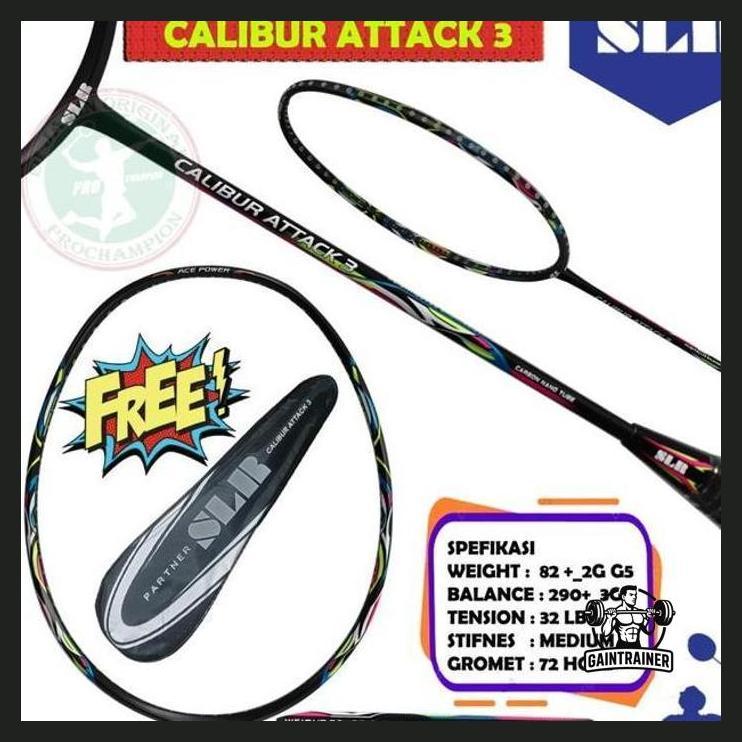 OLAHRAGA - SLR CALIBUR ATTACK 3 / 5 RAKET BADMINTON ORIGINAL PRIVASI AMAN