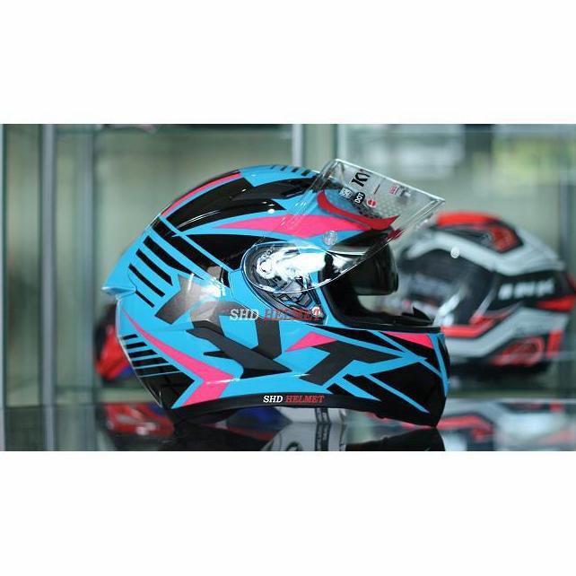 Kyt Helm Falcon Fr Radiant Sky Blue fuxia Flat Visor