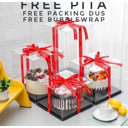 Kotak kue Kotak kue mika transparan Dus kue transparan Cake box KOTAK KADO ULANG TAHUN HANTARAN HAMP