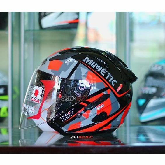 KYT HELM GALAXY FLAT R#4 MIMETIC BLACK RED FLUO DOUBLE VISOR