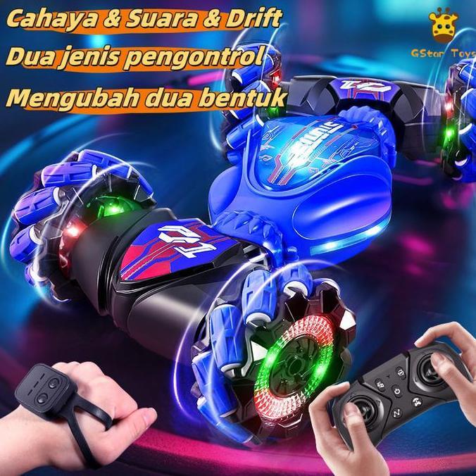 GstarMainan Mobil RC Radio Original 4WD Remot Control Stunt Car Kontrol ganda/Mainan Anak Mobil Remo