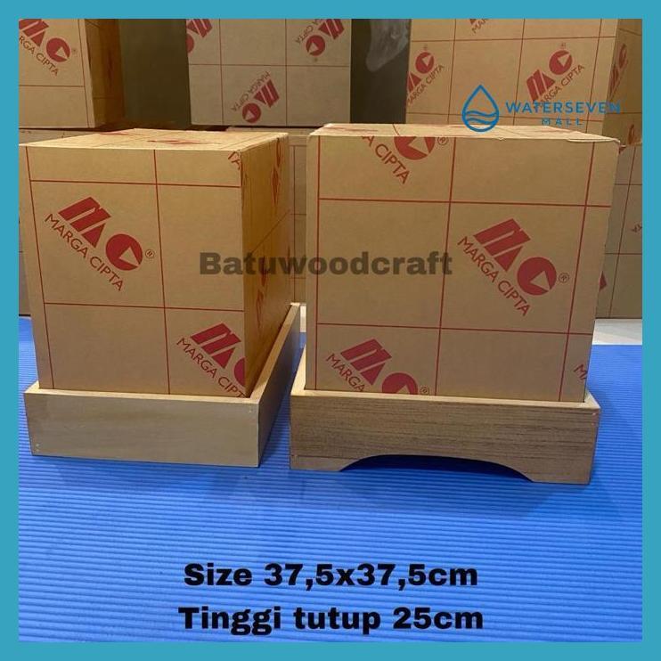 KERAJINAN KAYU - HANTARAN KAYU 37,5X37,5 PLUS TUTUP AKRILIK BOX KOTAK SESERAHAN HANTARAN KAYU SAMA S