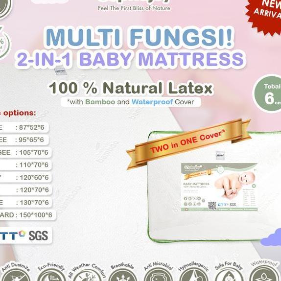 Matras Bayi Latex Alami Alphajoy 2In1 Mattress Natural Latex Bamboo Wateroof 2 In 1 Bed Ukuran 87 95