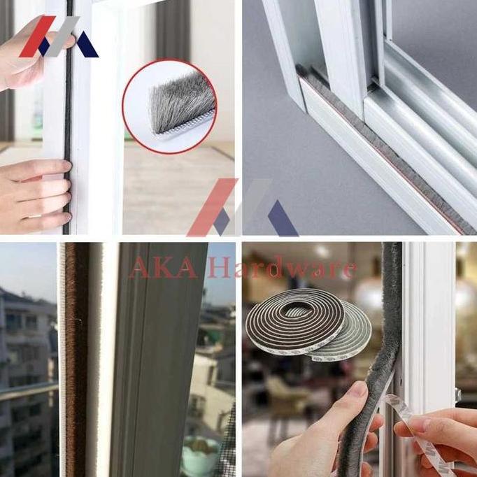 Mohair Tape Seal Bulu Penutup Celah Pintu Grey Double Tape