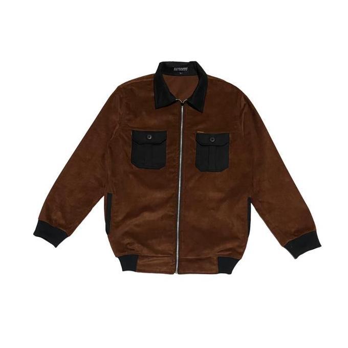 Promo jaket corduroy pria Jumbo Fatgoods cotton corduray coklat bata COD