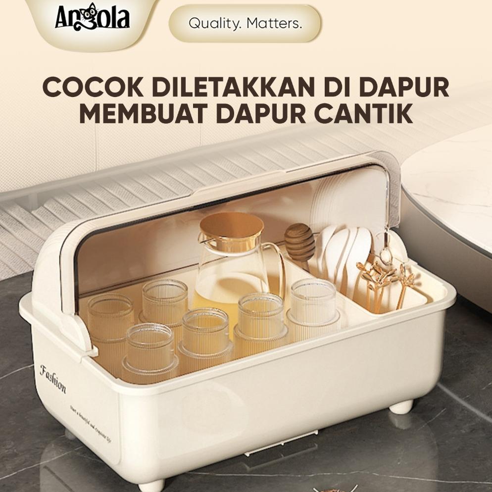 Or42 Angola Rak Piring Full Tertutup Anti Debu C30 Tempat Penyimpanan Sendok / Garpu / Mangkuk Estet