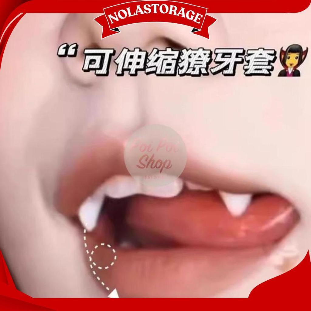 Gigi Vampir Drakula Gerak Set Vampire Gigi Taring Palsu Fake Fang Halloween Vampir Drakula Tajam Cos