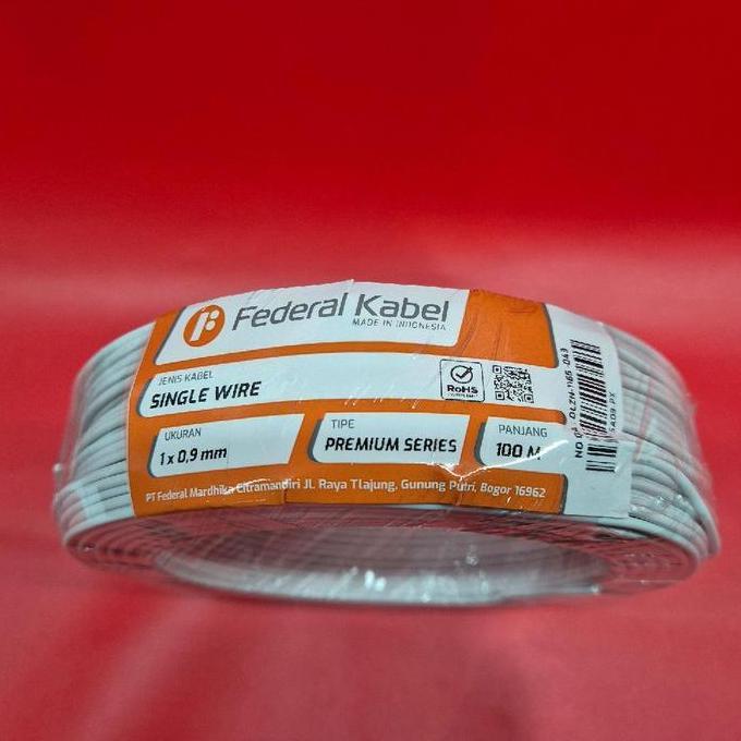 TERMURAH - Kabel Kawat Tunggal Kecil AC DC 1x0,9MM 100 Meter Asli FULL Tembaga Federal