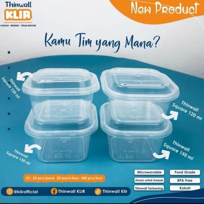Thinwall 150 ml KLIR/Thinwall Square/Kotak Plastik 150 ml/Kotak Puding