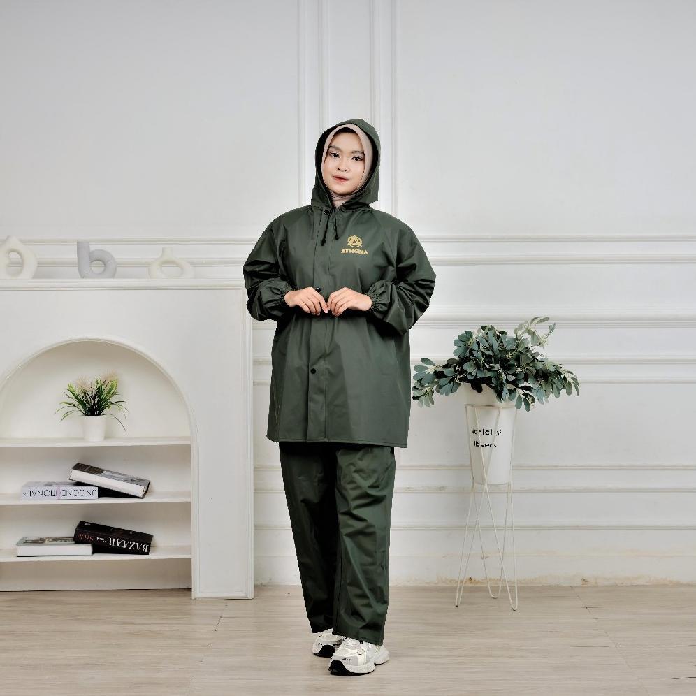 Jas Hujan Setelan Dewasa Pria Wanita by Athena Bahan Tebal Kuat Dan Anti Rembes Jas Hujan