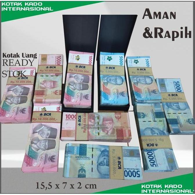 Box Uang kertas tunai kotak Gifts ukuran uang 100 lbr 1 - 2 ikat muat