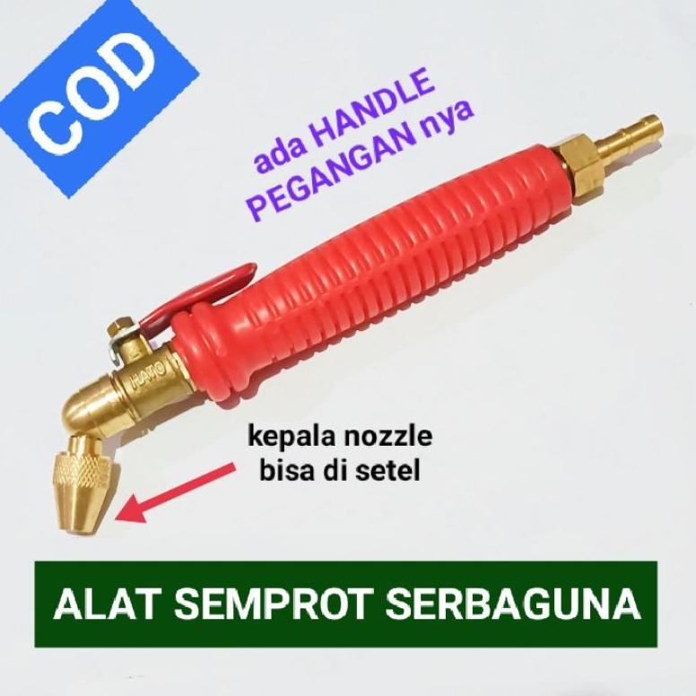 Kran handle cuci AC Kuningan nozzle bengkok - jet cleaner semprot air mini portable sprayer spuyer N