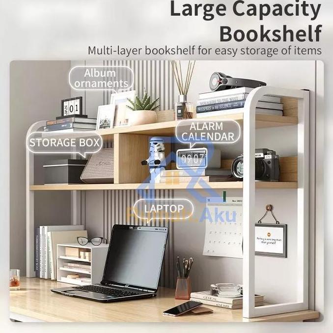 RA Meja Kerja dengan Rak Tingkat Serbaguna / Meja Belajar Minimalis / Meja Kantor Kokoh / Meja Kompu