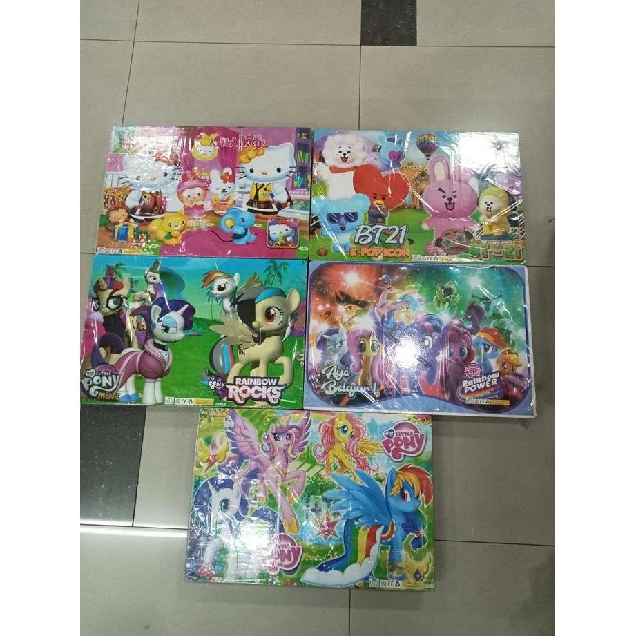 Meja Belajar Laptop Lipat Kayu Gambar Anak Lucu / Polos Warna