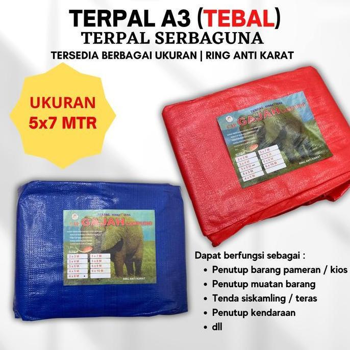 Terpal Gajah Lampung A3 - Size 5X7 Terpal Plastik Kios, Mobil, Tenda