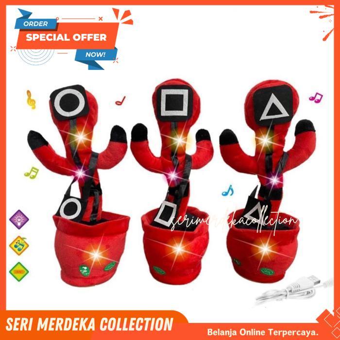 [KARAKTERKU] MAINAN ANAK BONEKA KAKTUS SQUID GAME KAKTUS BICARA JOGET GOYANG DANCING CACTUS TOY BONE