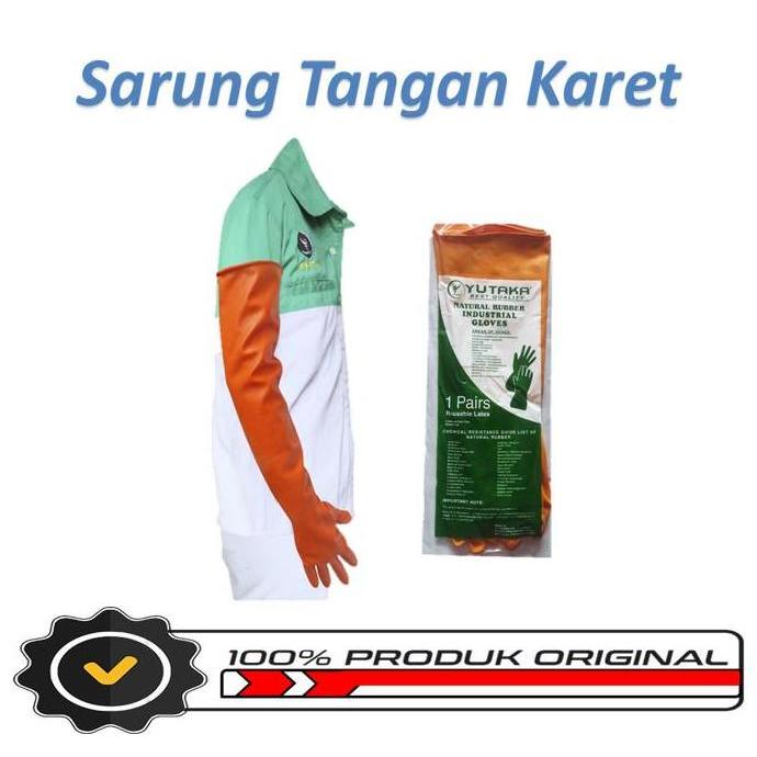 Sarung Tangan Karet Safety Panjang 56Cm Sarung Tangan Karet Latex Tebal Warna Orange