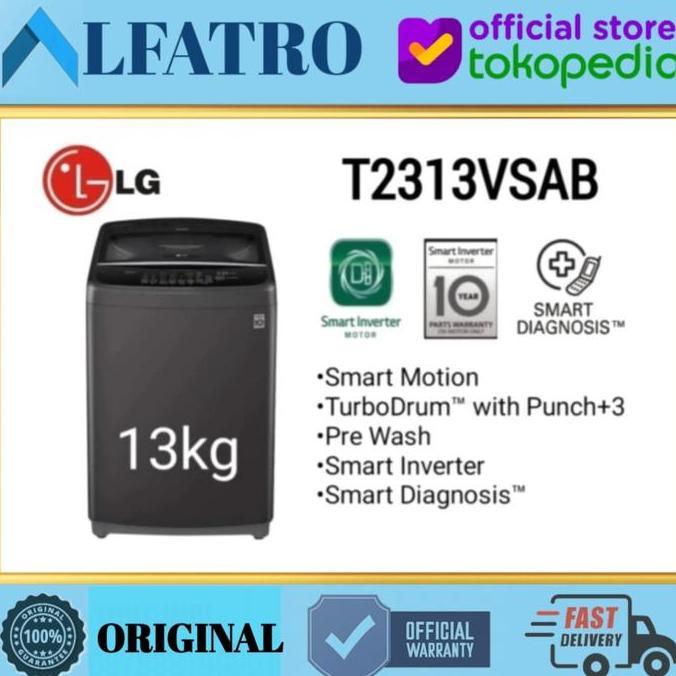 LG MESIN CUCI 1 TABUNG 13Kg T2313VSAB SMART INVERTER T2313 TOP LOADING