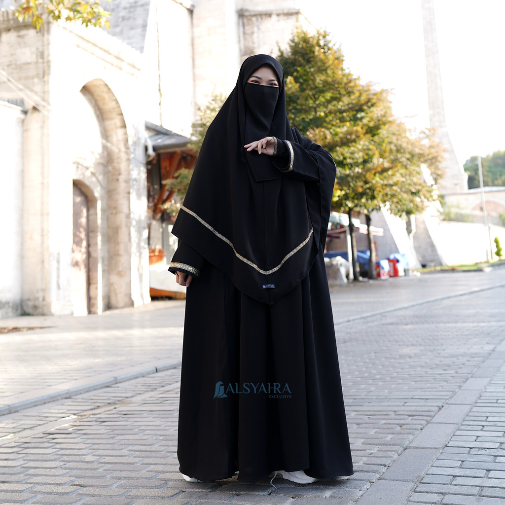 Set Khimar Kiswah Cadar Tali Jetblack Alsyahra Exclusive