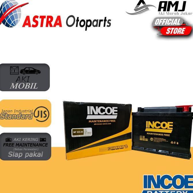 TERBARU - Incoe MF Astra Aki Mobil Innova Reborn Bensin 555-59 - 55Ah Aki Kering