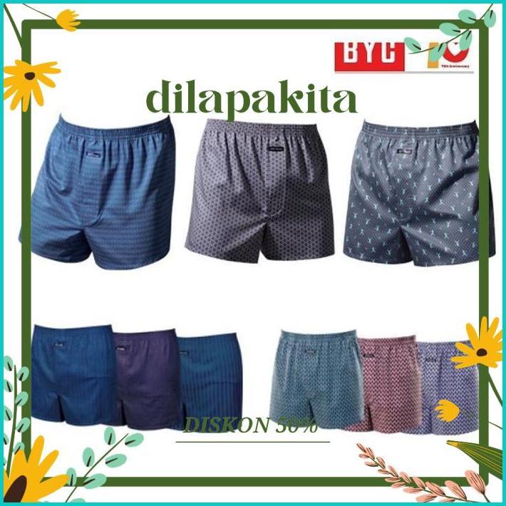 m-4 GB29 Boxer BYC Celana Pendek Katun Adem Unisex Kotak-Kotak Bunga-Bunga Murah Sale