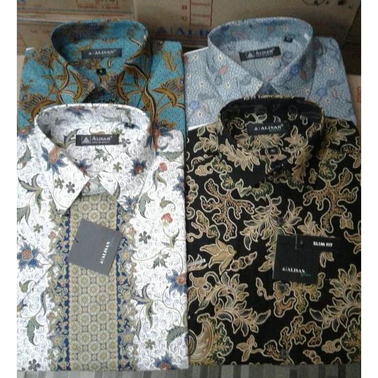 kemeja alisan batik lengan pendek