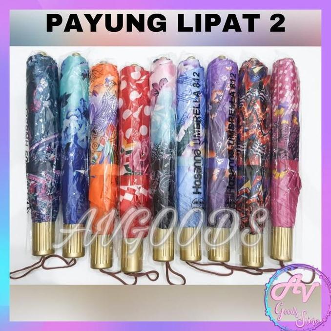 Promo Payung Saten / Payung Lipat 2 Satin / Payung Mini Lipat 2 Motif Cod