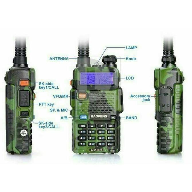 HT UV5R Boefeng Handy Talky Radio Komunikasi Warna Army Tentara Loreng Original