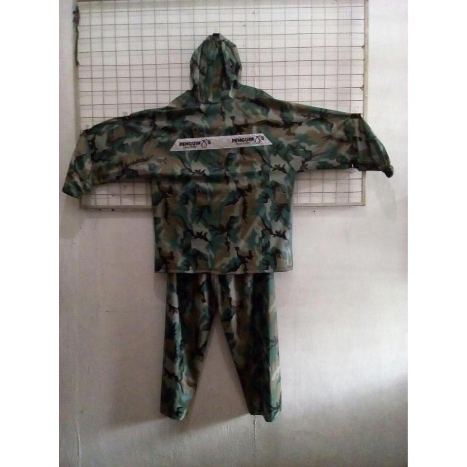TERMURAH - Agen grosir jas hujan penguin army doreng xxl jaket celana pvc