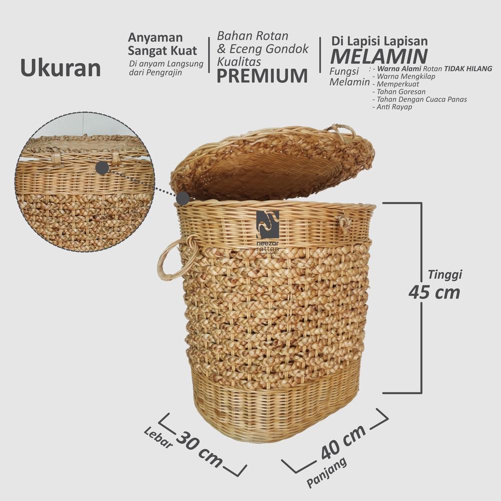 BEST SELLER Keranjang Kotak Box Rotan BAJU Bayi Bersih kotor Laundry dari Rotan Keranjang Laundry