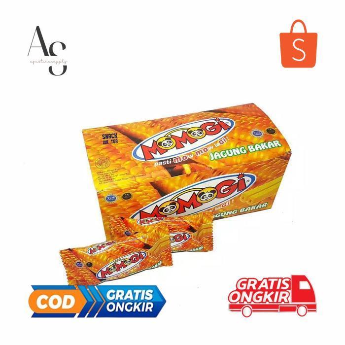 CQ37 yui-7 Do86 MOMOGI Stick Makanan Ringan Ekstrudat - Netto 10 pcs x 5 gr Jagung Bakar 1 Dus Berku