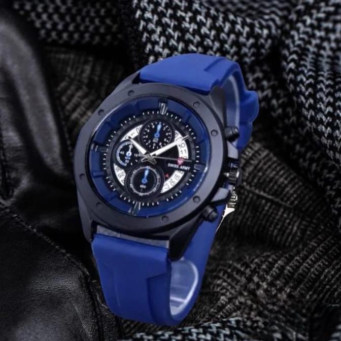 DF213>> - JAM TANGAN PRIA SWISS ARMY RUBBER SA-7281 CHRONO OFF & TANGGAL AKTIF FREE BOX FASHION COWO