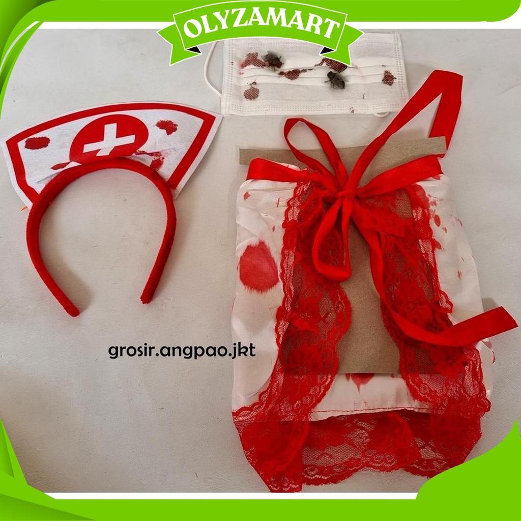 Kostum Bando Masker Suster Set Halloween Party Cosplay Hantu Suster Cod