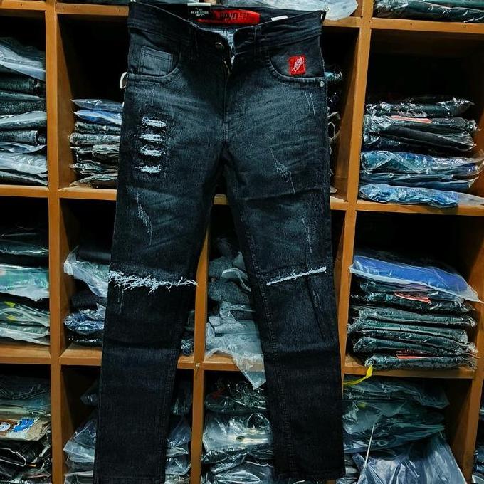 DF352>> celana jeans ripped panjang pria Nyaman Slimfit celana gangster