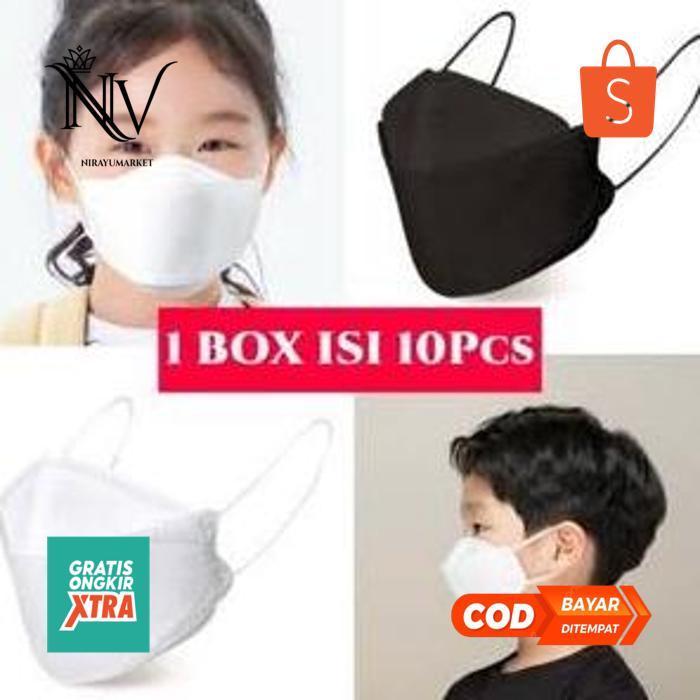 ad-77 eqw-68 Anak - Masker KF94 Anak Korea 4ply Tebel Hitam Putih 10pcs Hemat Termurah
