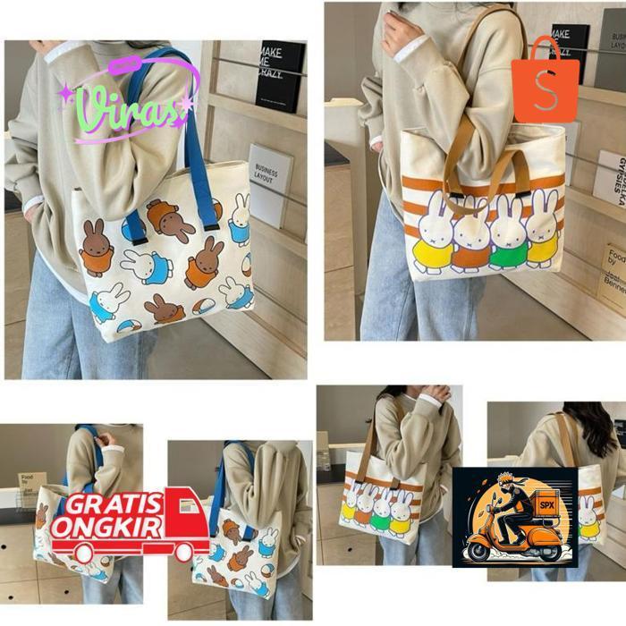 RHH-1823 iQ45 dgf-4 tas miffy bag shoulder bag bunny canvas bag tas jinjing selempang miffy Hemat He