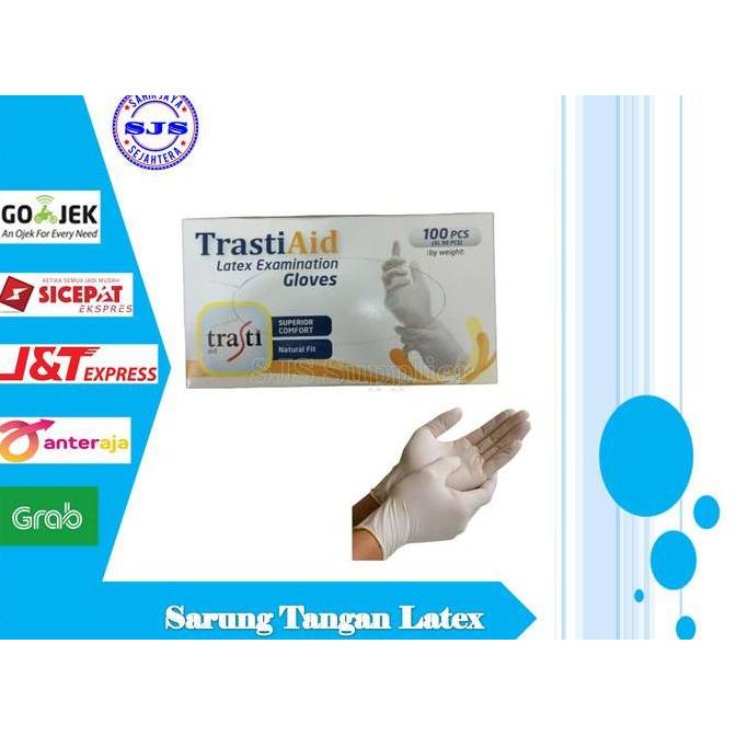 Sarung Tangan Karet Latex Powder 1 Box Isi 100 Pcs Handglove Latex