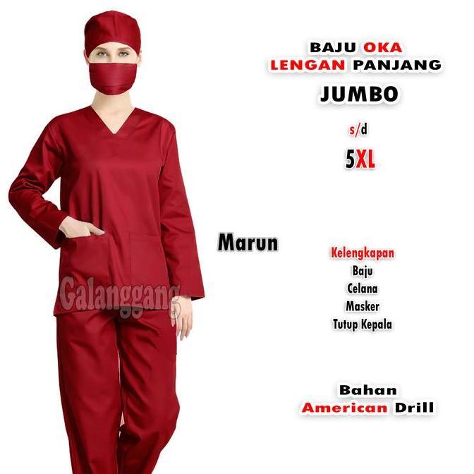 Baju Oka Ukuran Jumbo Lengan Panjang - Baju Jaga Ok 5Xl - Scrub Oka - Baju Baby Sitter