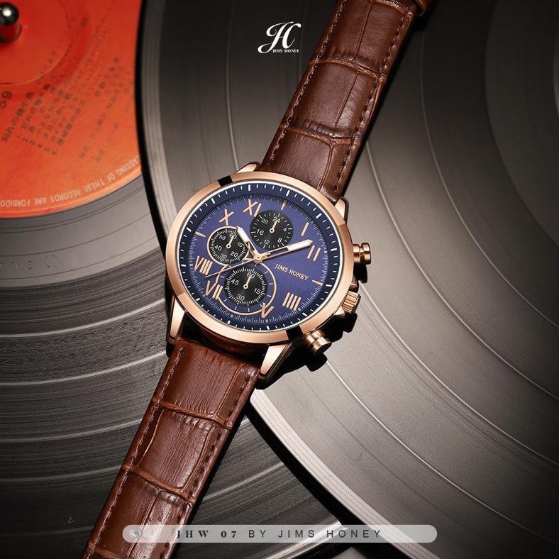 Jims Honey - JHW 07 - Jam Tangan Pria Kulit Sintetis 30 ATM Jam tangan pria