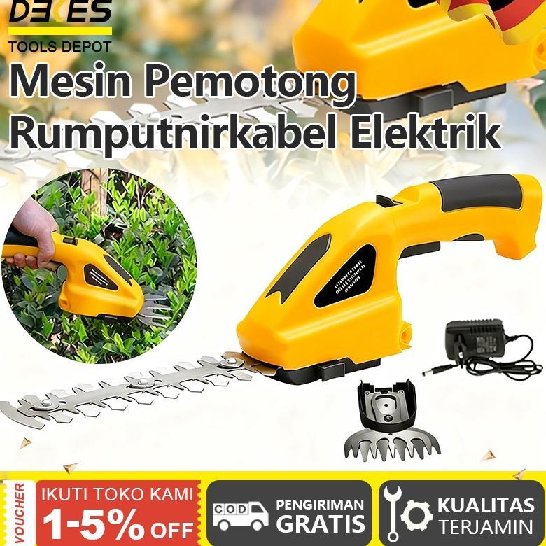 DEKES Pemangkas rumput tanpa kabel mesin pemotong rumput elektrik set gunting taman tanpa kabel pisa